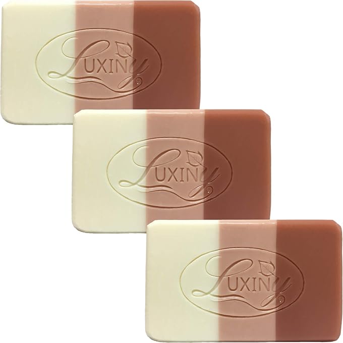 Luxiny Natural Soap Bar, Grapefruit & Ylang Ylang Handmade Body Soap and Bath Soap Bar, Palm Oil Free Vegan Castile Soap with Essential Oil & Rose Clay Exfoliator Gentle on Sensitive Skin (3 Pack)